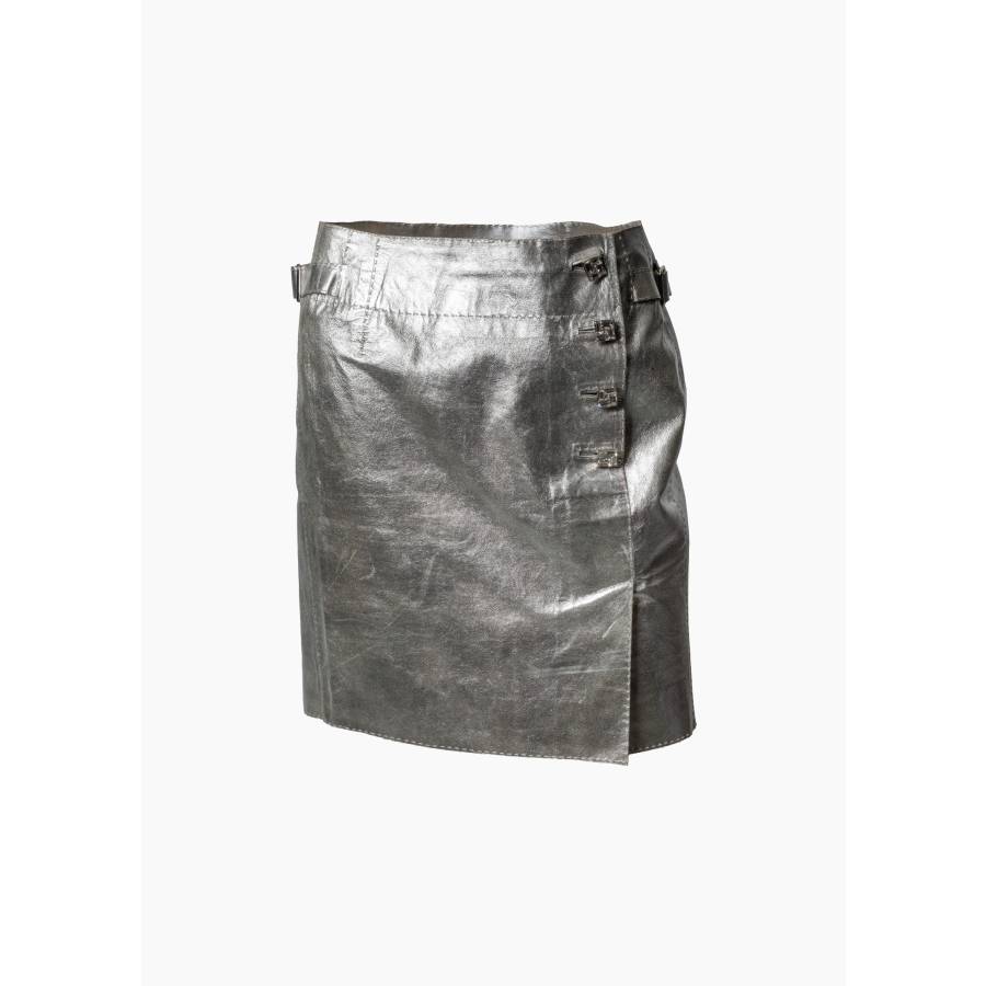 Silver leather skirt