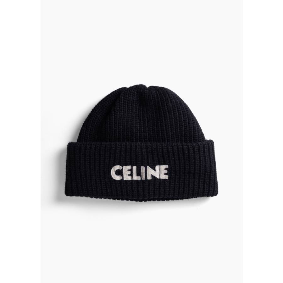 Bonnet en laine côtelée noir