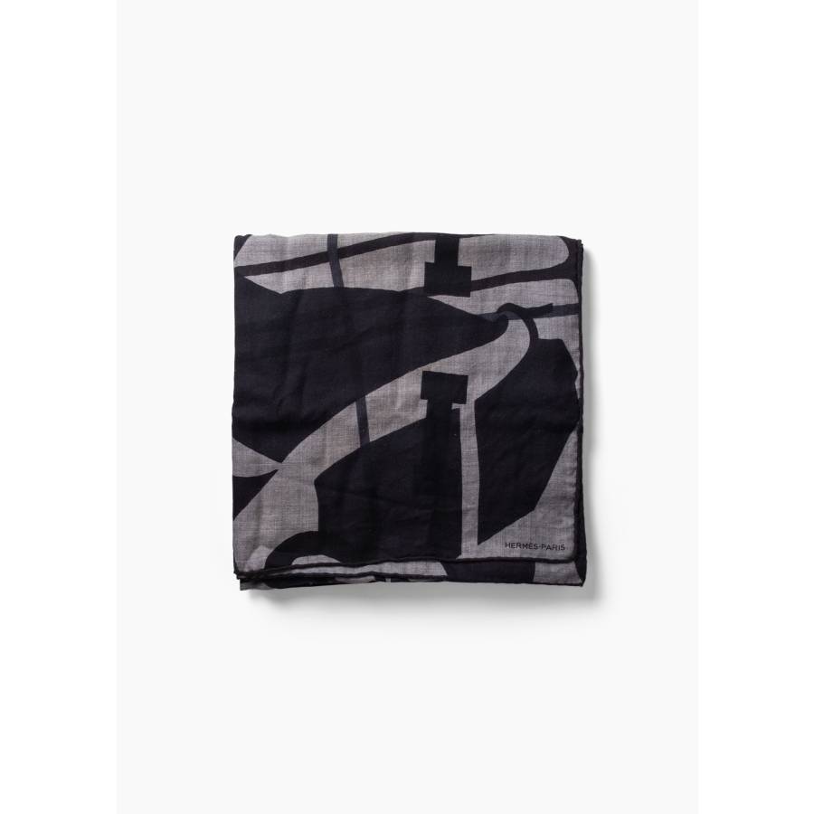 Châle 140  "Imprimeur fou Liquid Puzzle" en cachemire et soie