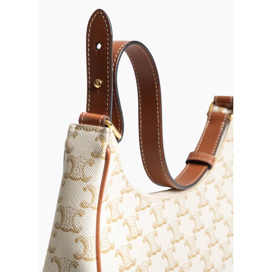 Sac Ava en toile Triomphe blanche et cuir marron