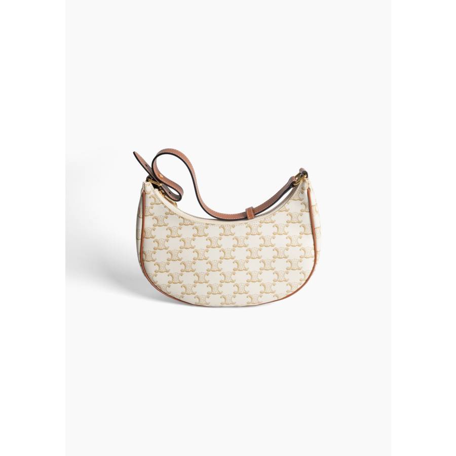 Sac Ava en toile Triomphe blanche et cuir marron