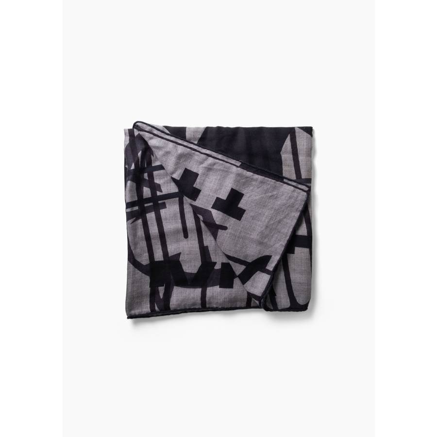 Châle 140  "Imprimeur fou Liquid Puzzle" en cachemire et soie