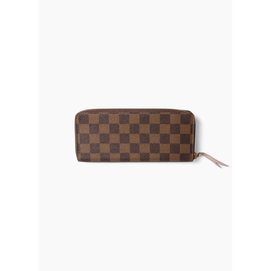 Portefeuille Clémence en toile damier ébène et cuir rose