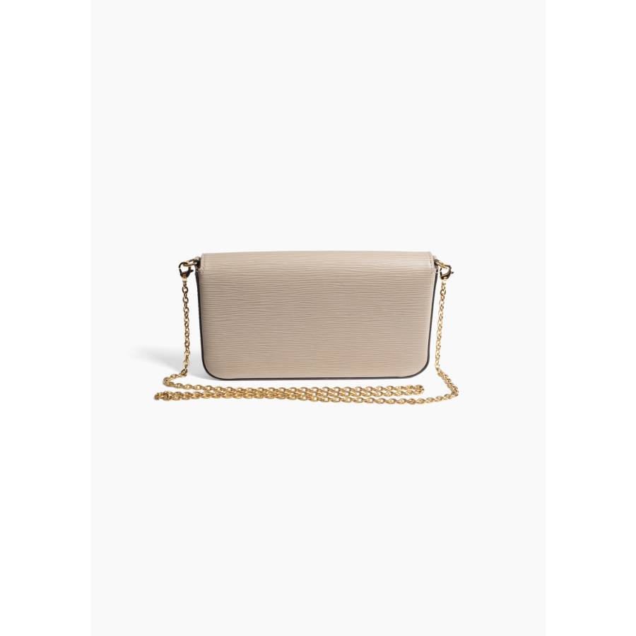 Pochette Félicie en cuir Épi beige