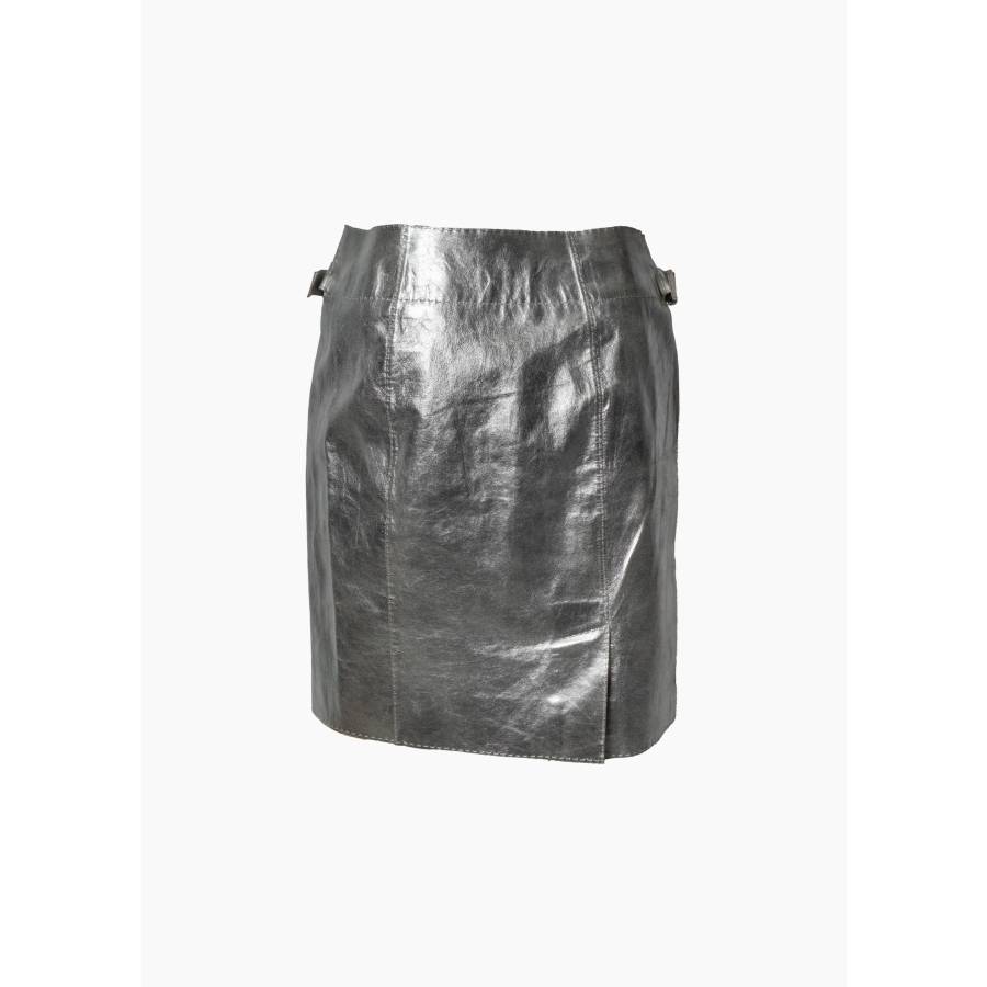 Silver leather skirt