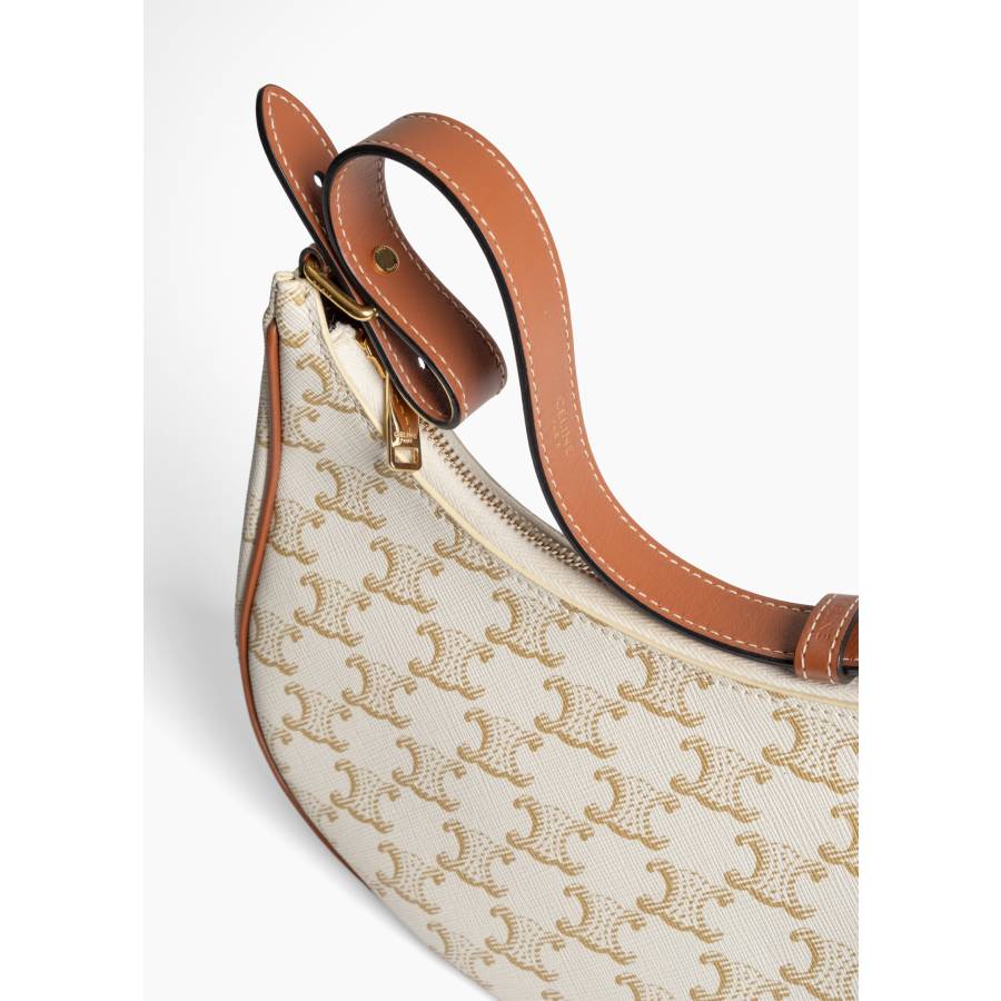 Sac Ava en toile Triomphe blanche et cuir marron