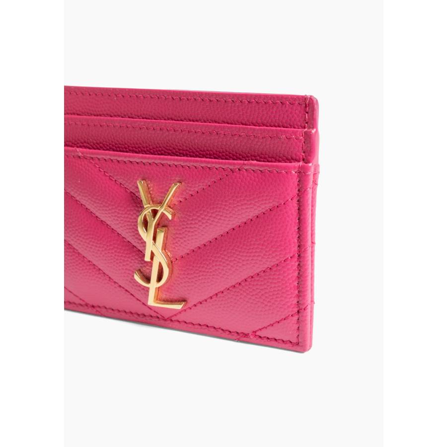 Cassandre porte-cartes en cuir grain de poudre rose