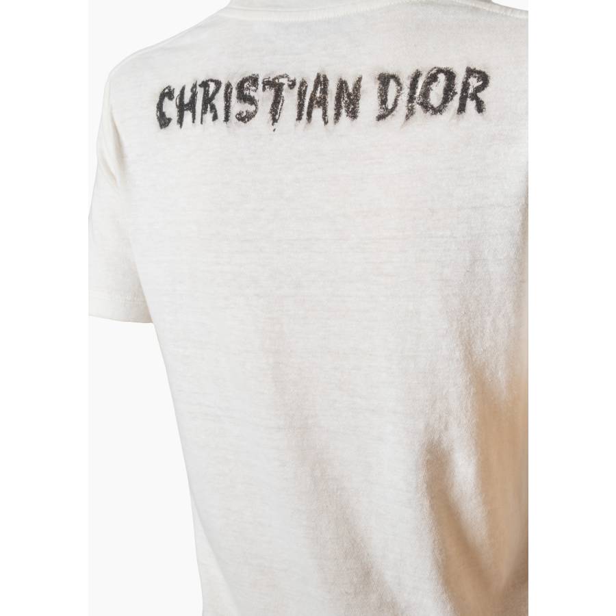 T-shirt blanc en jersey de coton à manches courtes