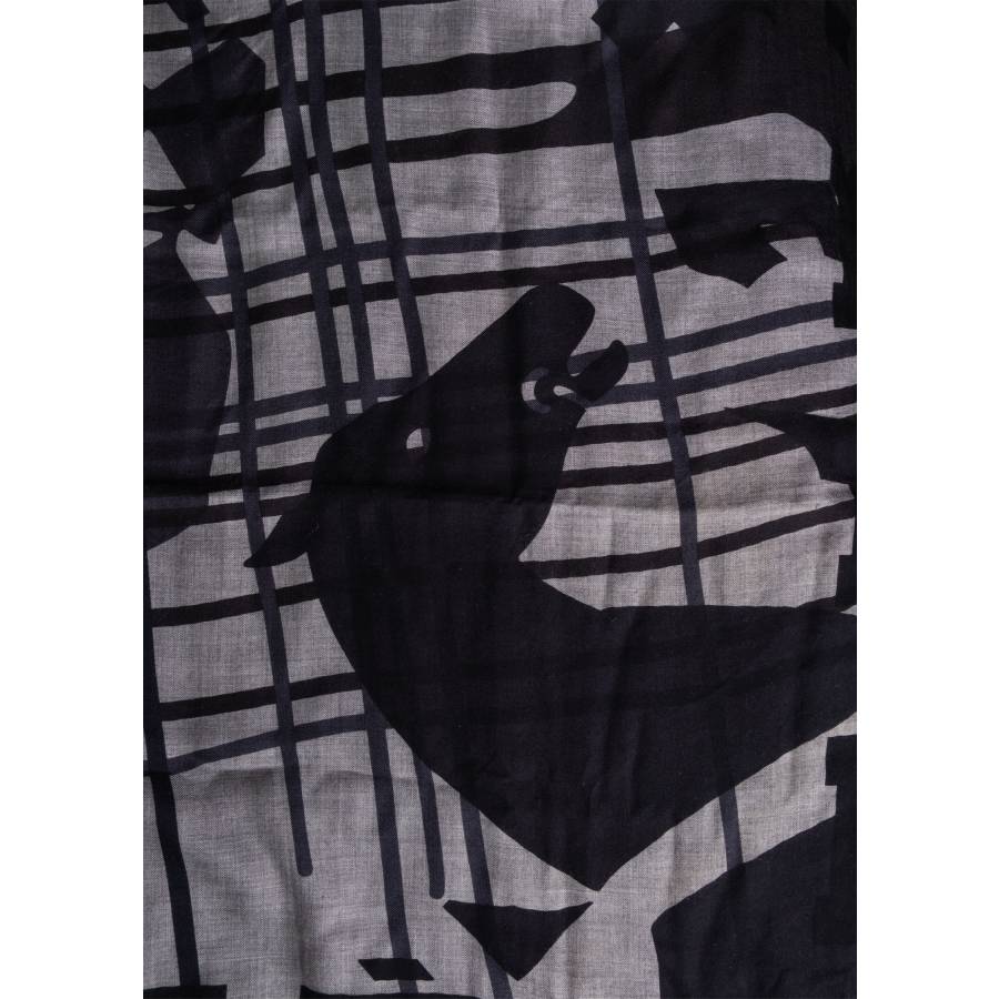 Châle 140  "Imprimeur fou Liquid Puzzle" en cachemire et soie