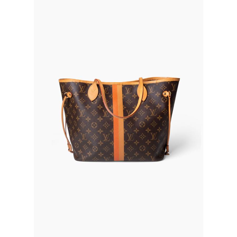 Sac Neverfull MM en toile Monogram classique marron et deux bandes verticales bicolores