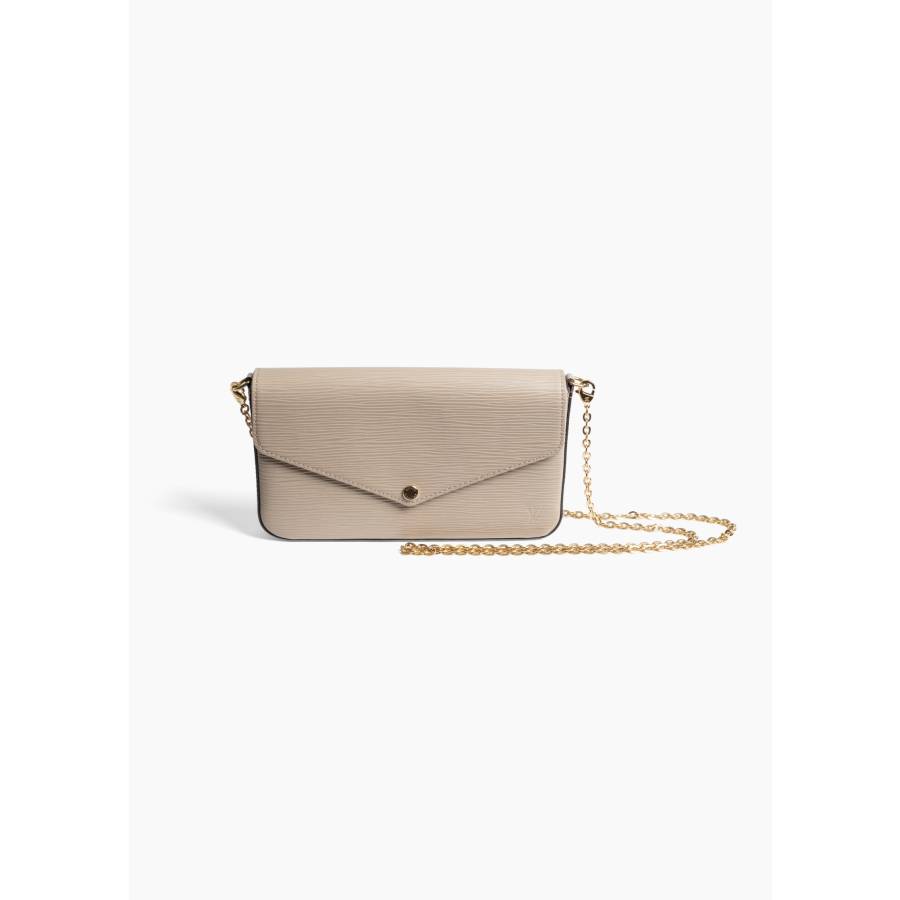 Pochette Félicie en cuir Épi beige