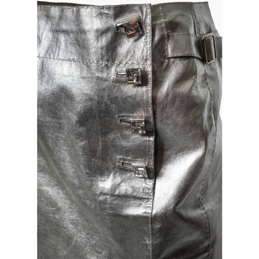 Silver leather skirt