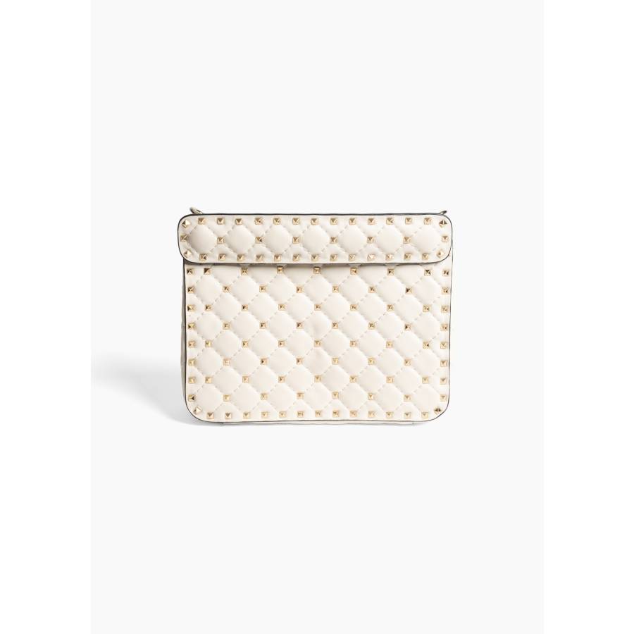 Sac Rockstud Spike moyen en cuir nappa matelassé écru