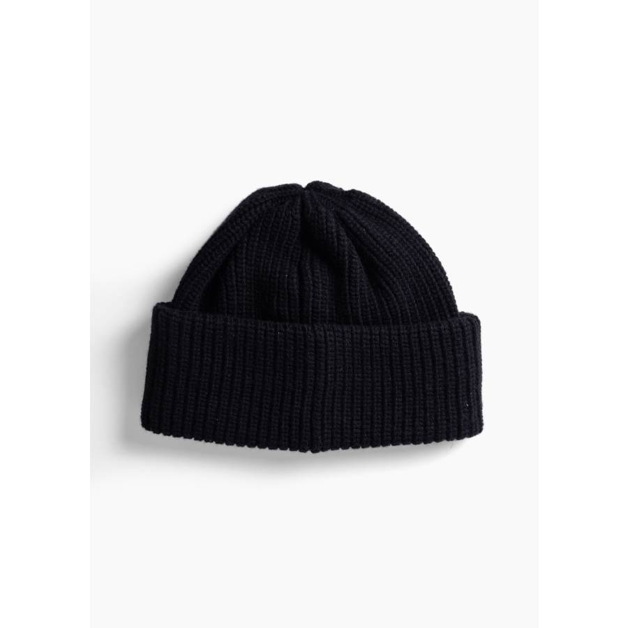 Bonnet en laine côtelée noir