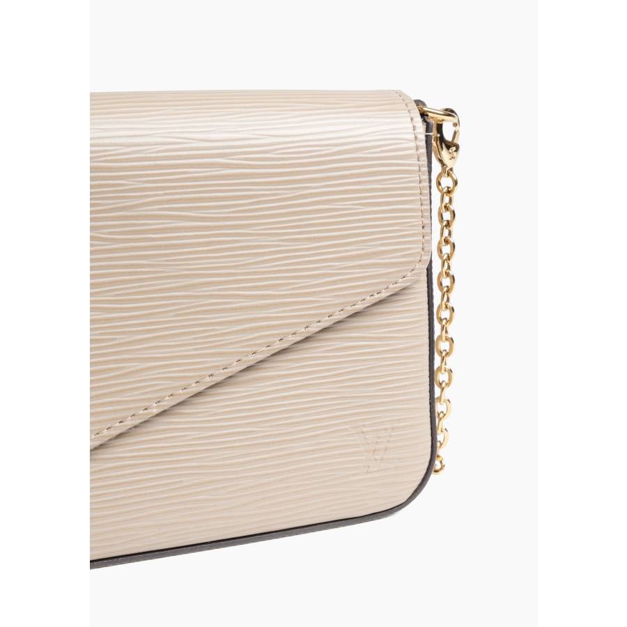 Pochette Félicie en cuir Épi beige