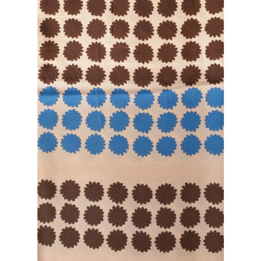 Foulard vintage en soie à motif marron et bleu