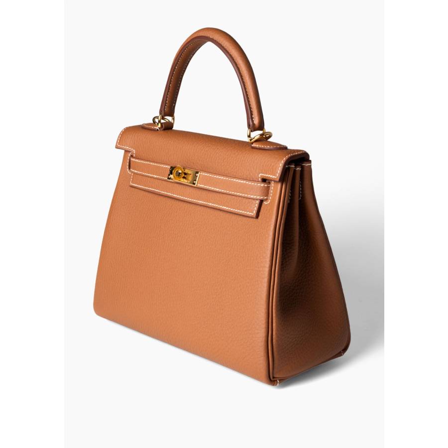Sac Kelly  25 en cuir togo gold