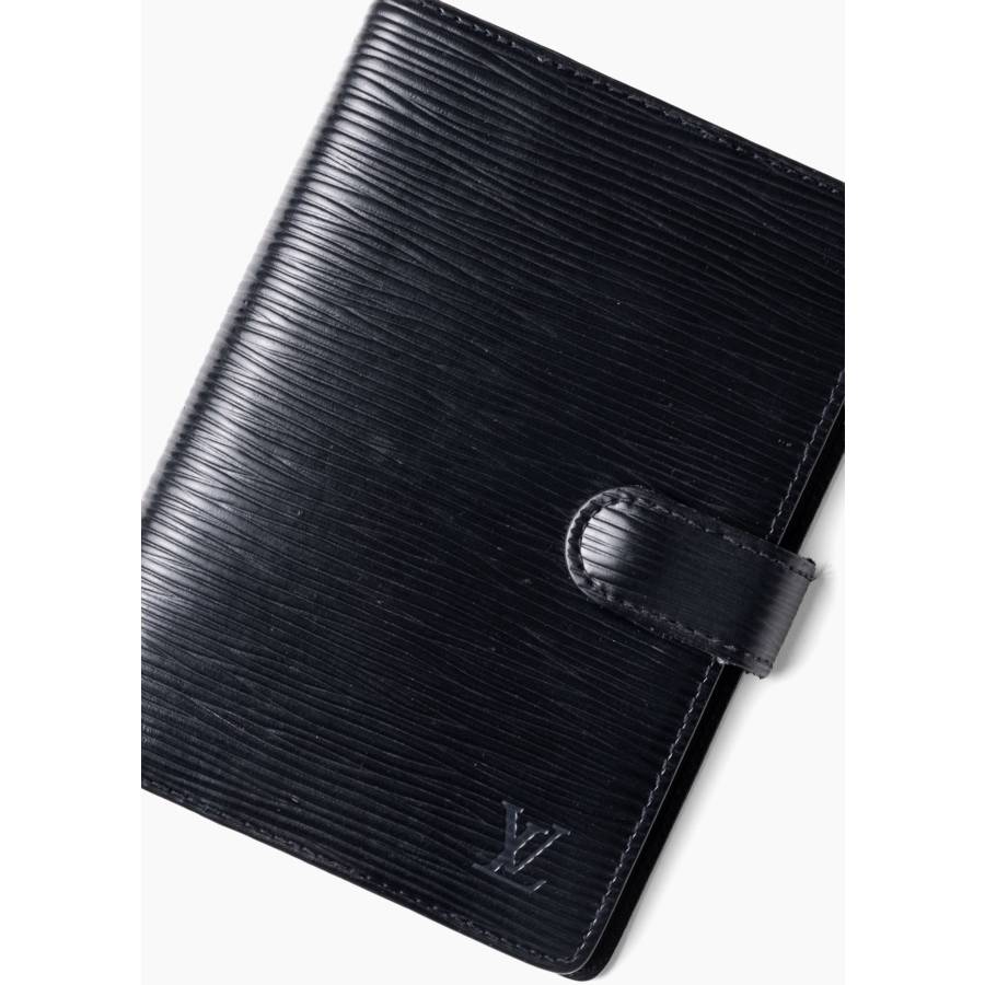 PM-Agenda-Hülle aus schwarzem Épi-Leder