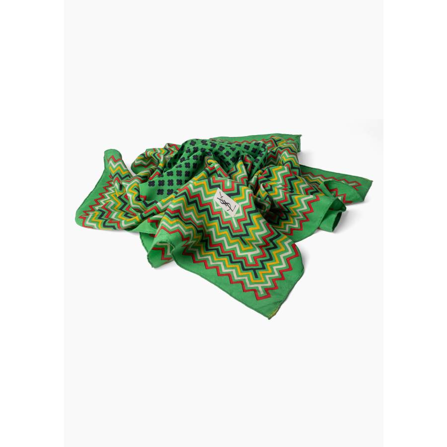 Carré vintage en soie à motif graphique en zigzag