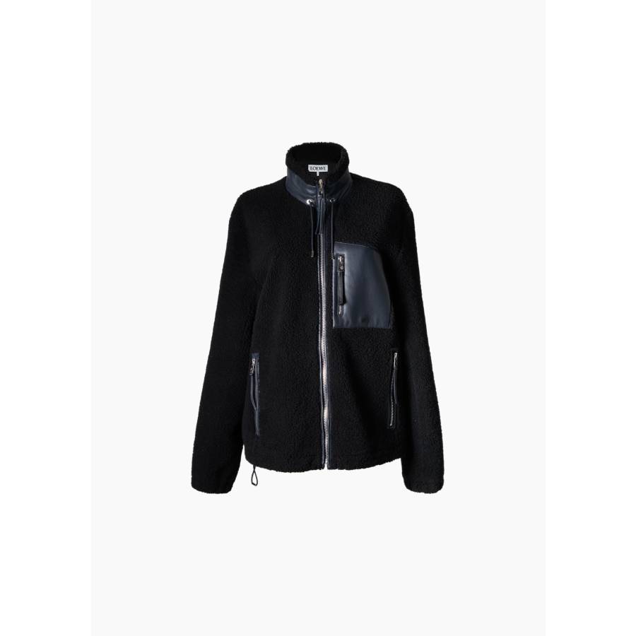 Veste en cuir et peau de mouton retourné noire
