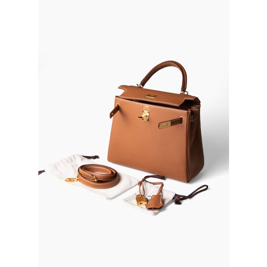 Sac Kelly  25 en cuir togo gold