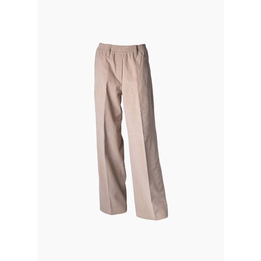 Pantalon ample en velours côtelé beige