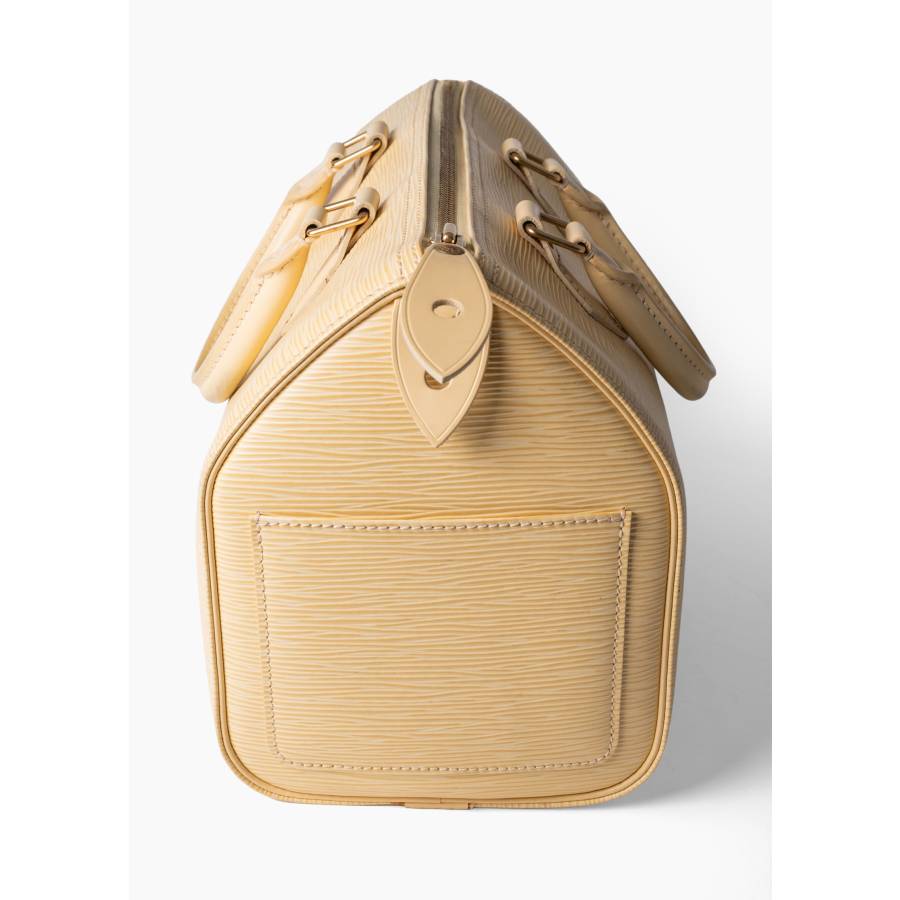 Speedy 25 en cuir Épi jaune pâle