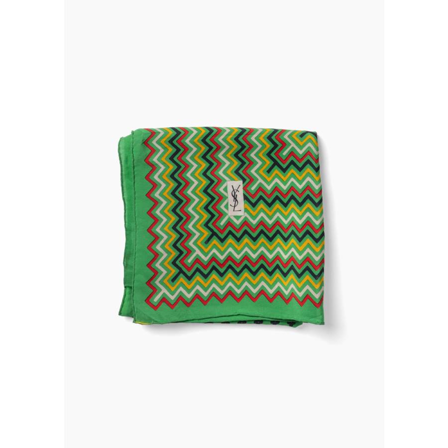 Carré vintage en soie à motif graphique en zigzag