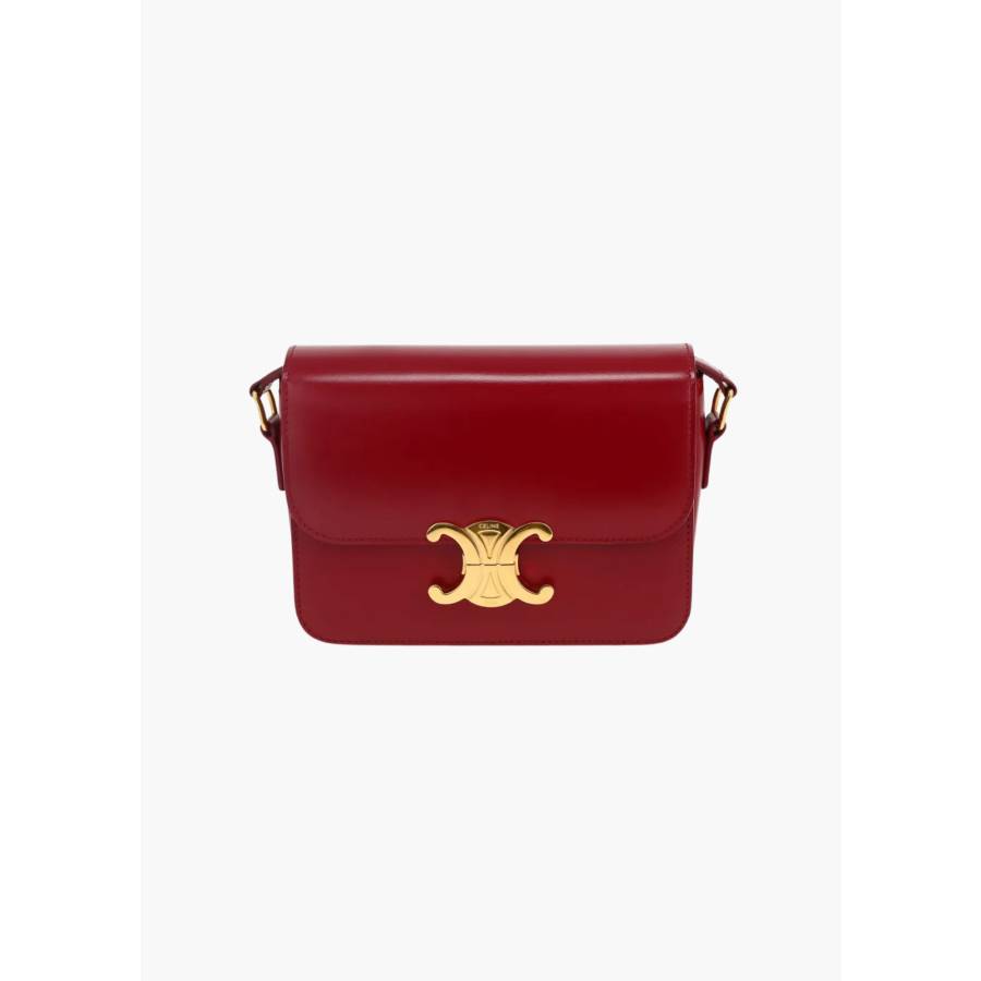 Sac classique Triomphe Teen en veau brillant rouge