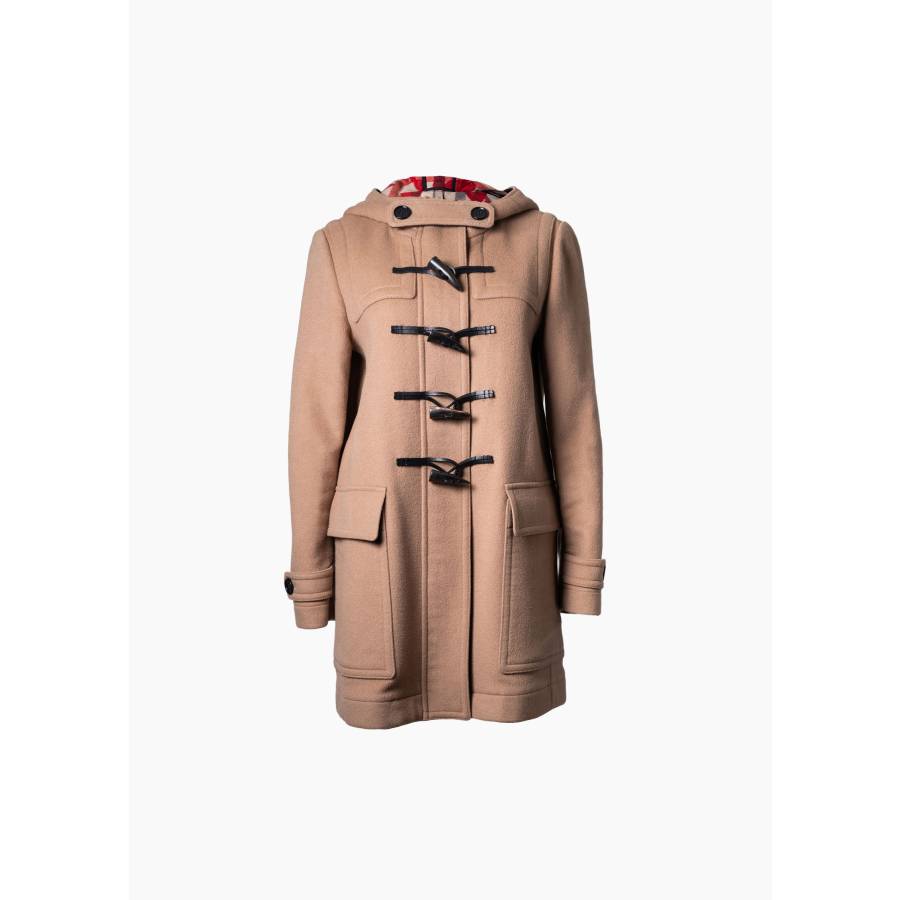 Klassischer Dufflecoat aus Wolle in Kamelfarbe