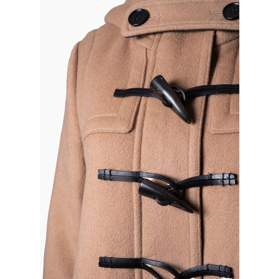 Klassischer Dufflecoat aus Wolle in Kamelfarbe
