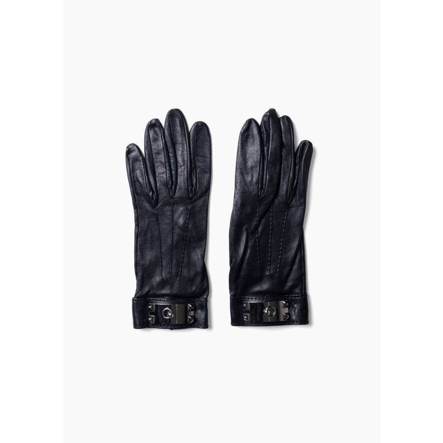 Gants "Collier de Chien" en cuir noir