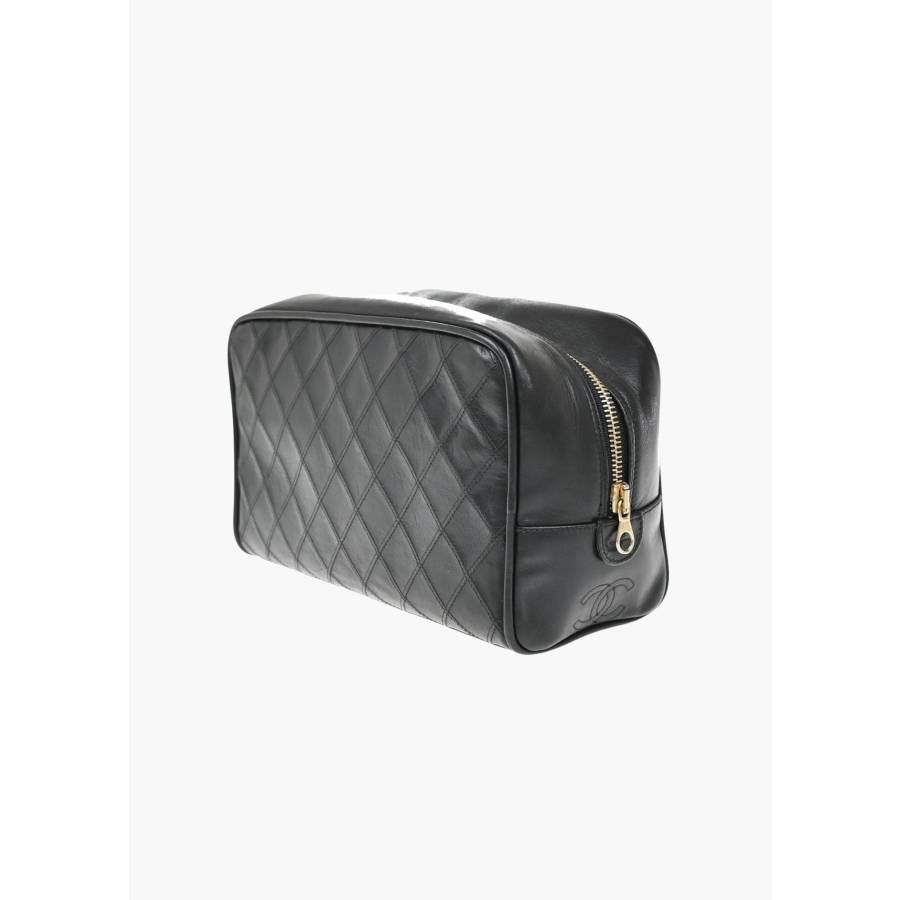Pochette Camera Diamond CC en cuir caviar