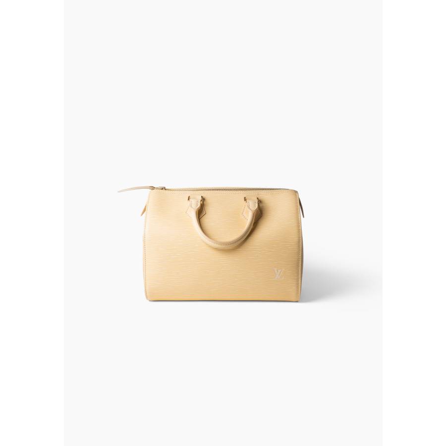 Speedy 25 en cuir Épi jaune pâle