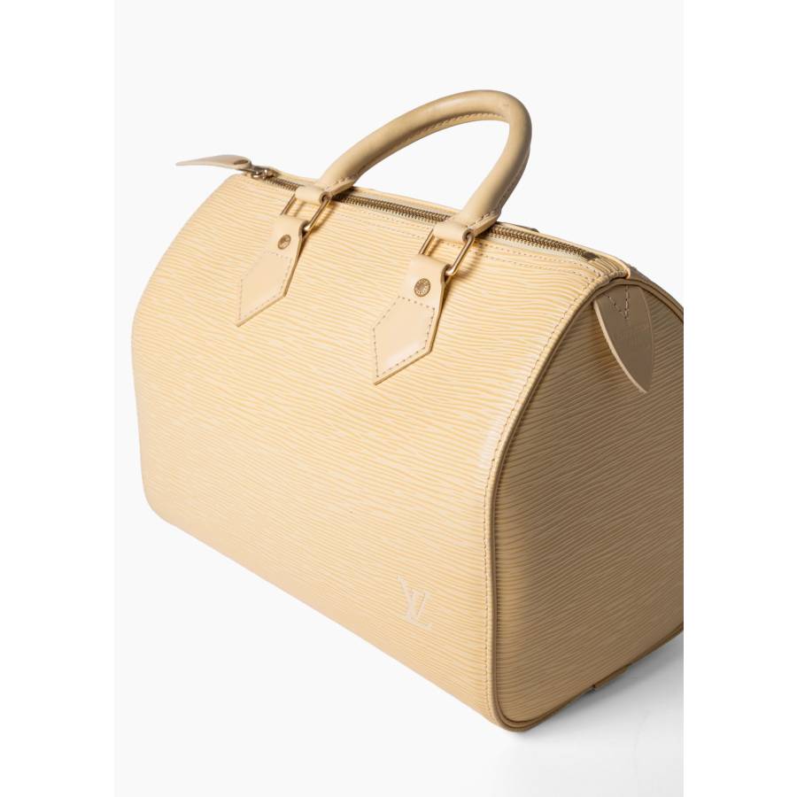 Speedy 25 en cuir Épi jaune pâle