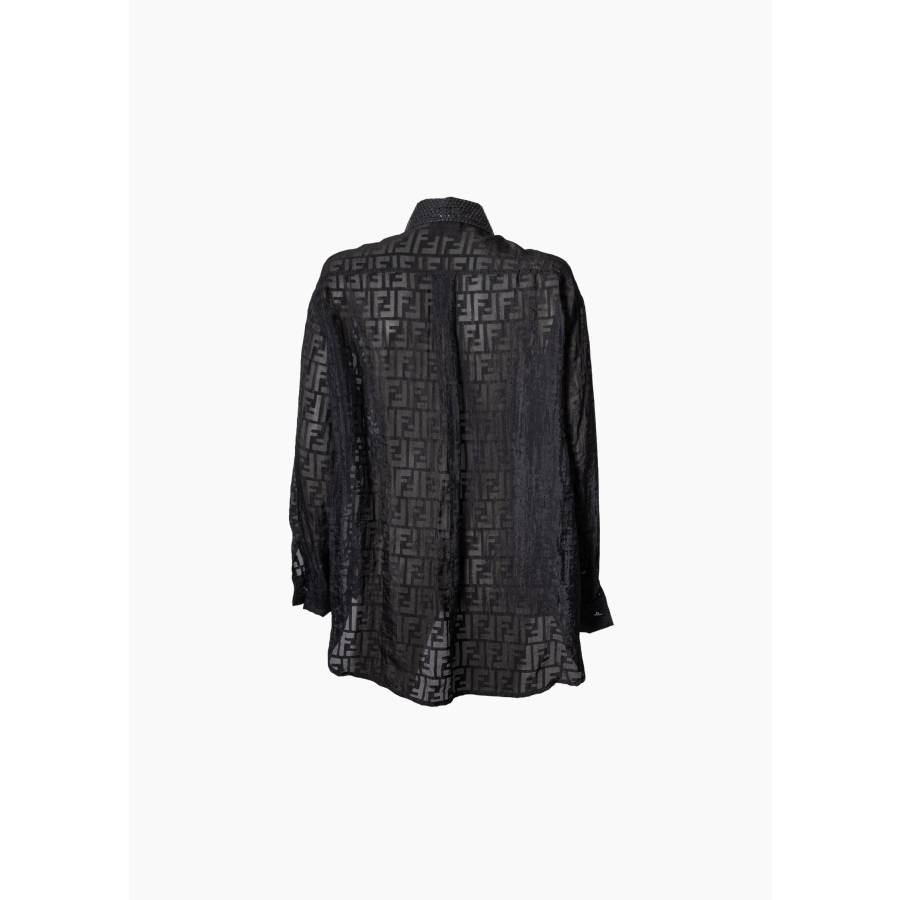 Chemise noire transparente vintage à motif Zucca