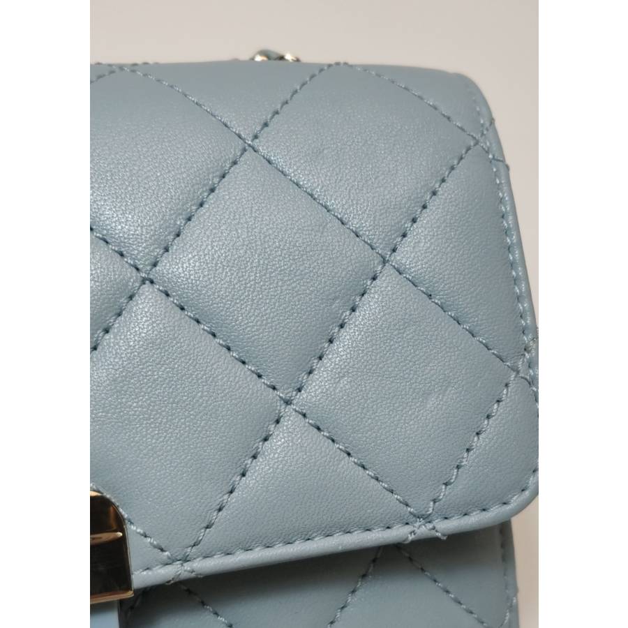 Blue-Grey Beauty Lock Flap Bag