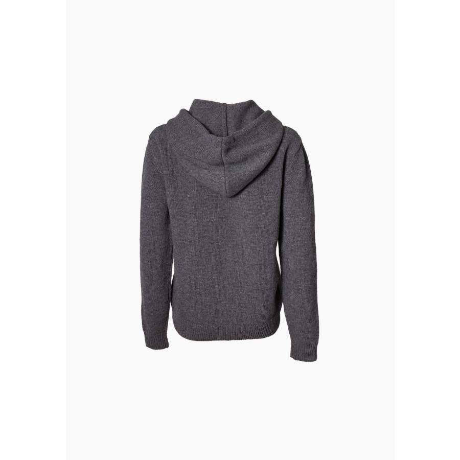 Grauer Kapuzenpullover aus Wolle