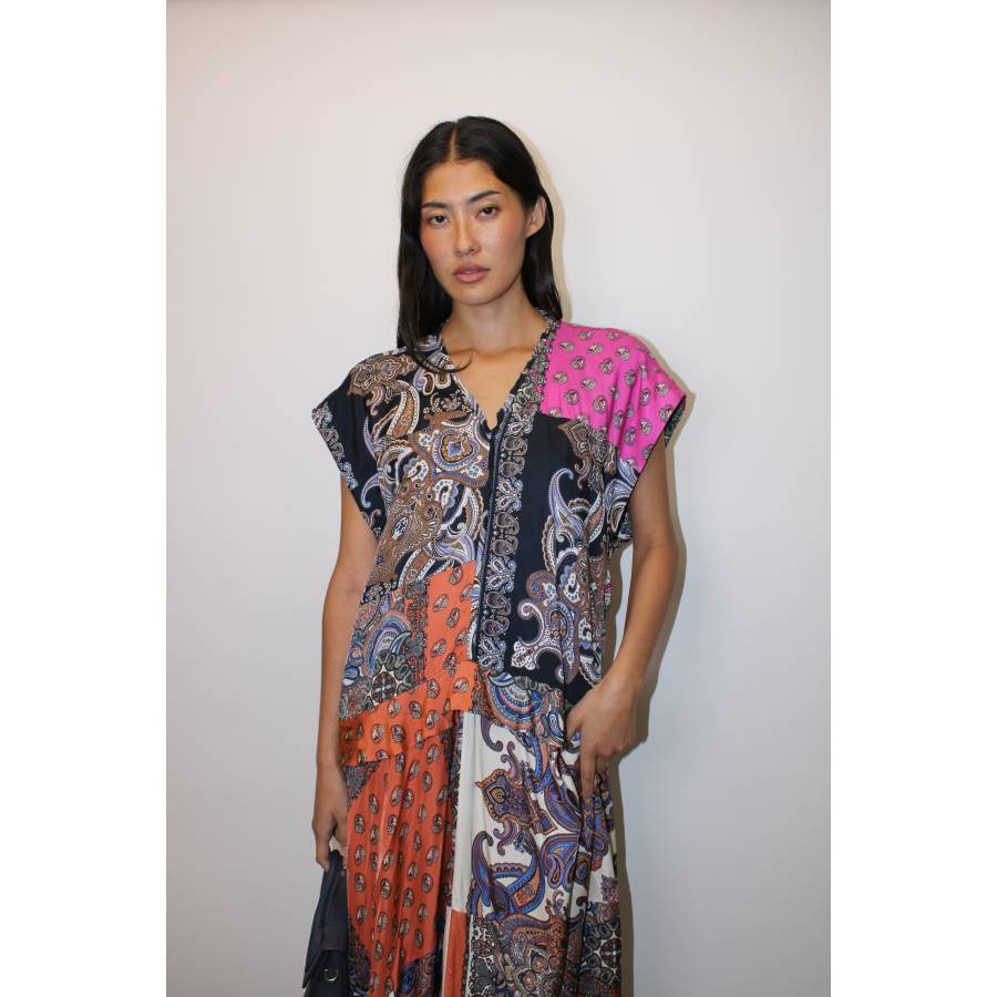 Long scarf print dress