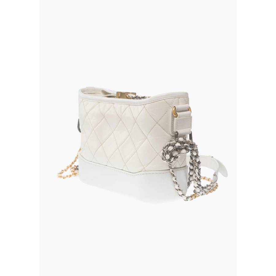 Sac Gabrielle petit modèle en cuir matelassé blanc