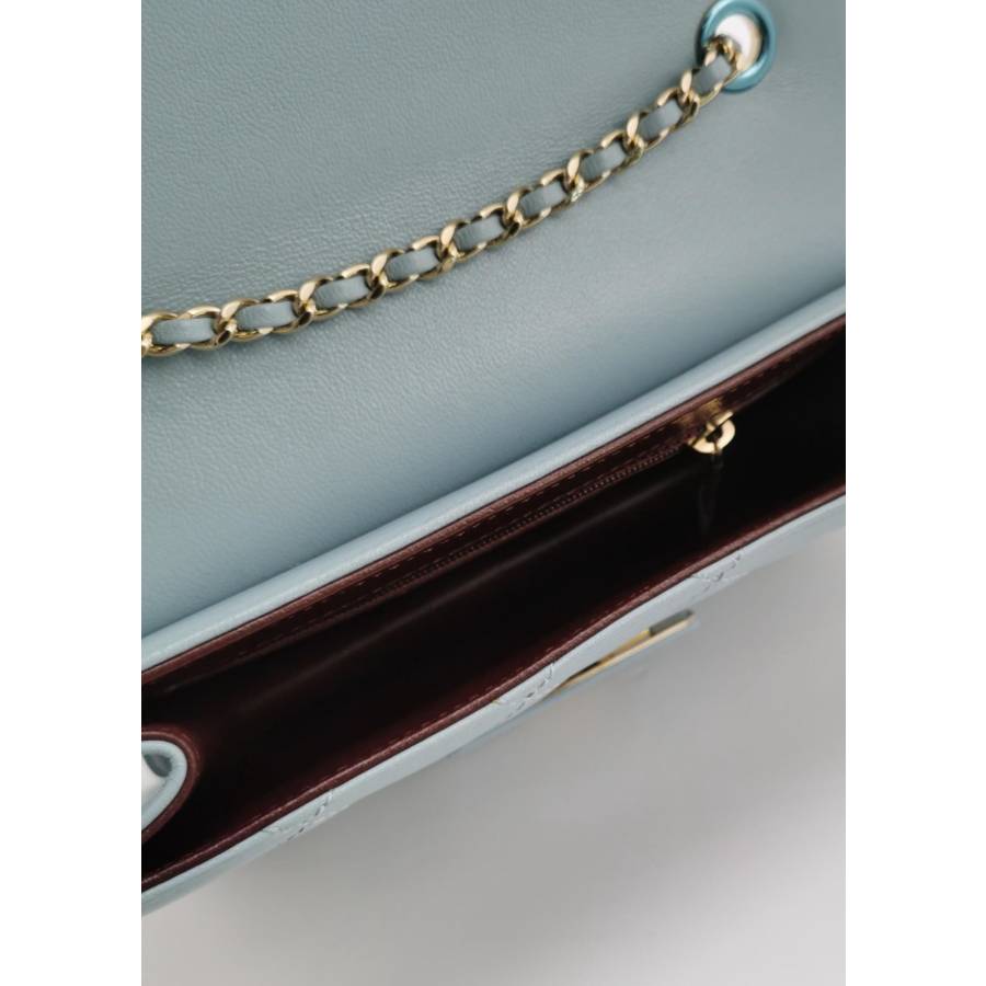 Blue-Grey Beauty Lock Flap Bag