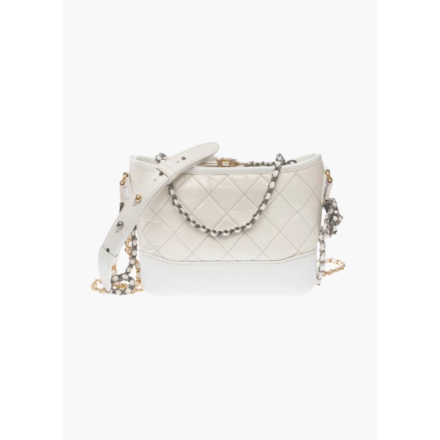 Sac Gabrielle petit modèle en cuir matelassé blanc