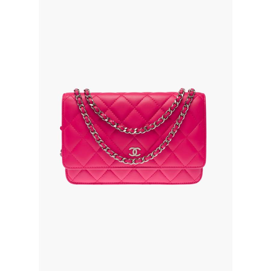 Wallet On Chain en cuir rose ​​fushia