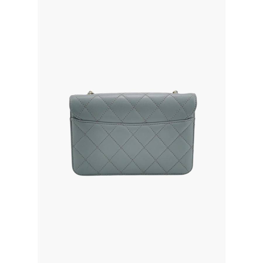 Blue-Grey Beauty Lock Flap Bag