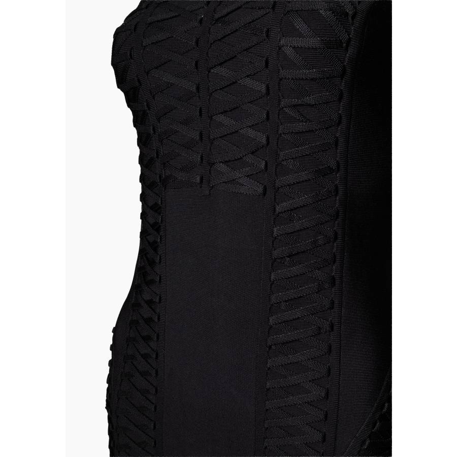 Schwarzes Midi-Korsettkleid