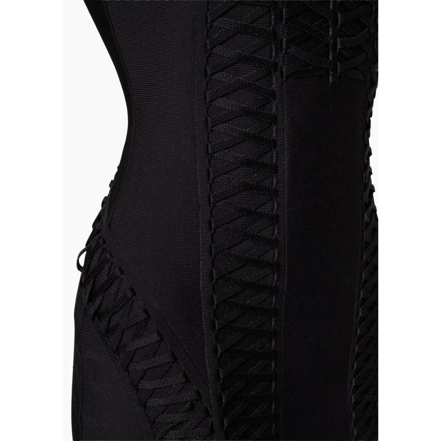 Schwarzes Midi-Korsettkleid