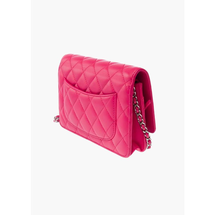 Wallet On Chain en cuir rose ​​fushia