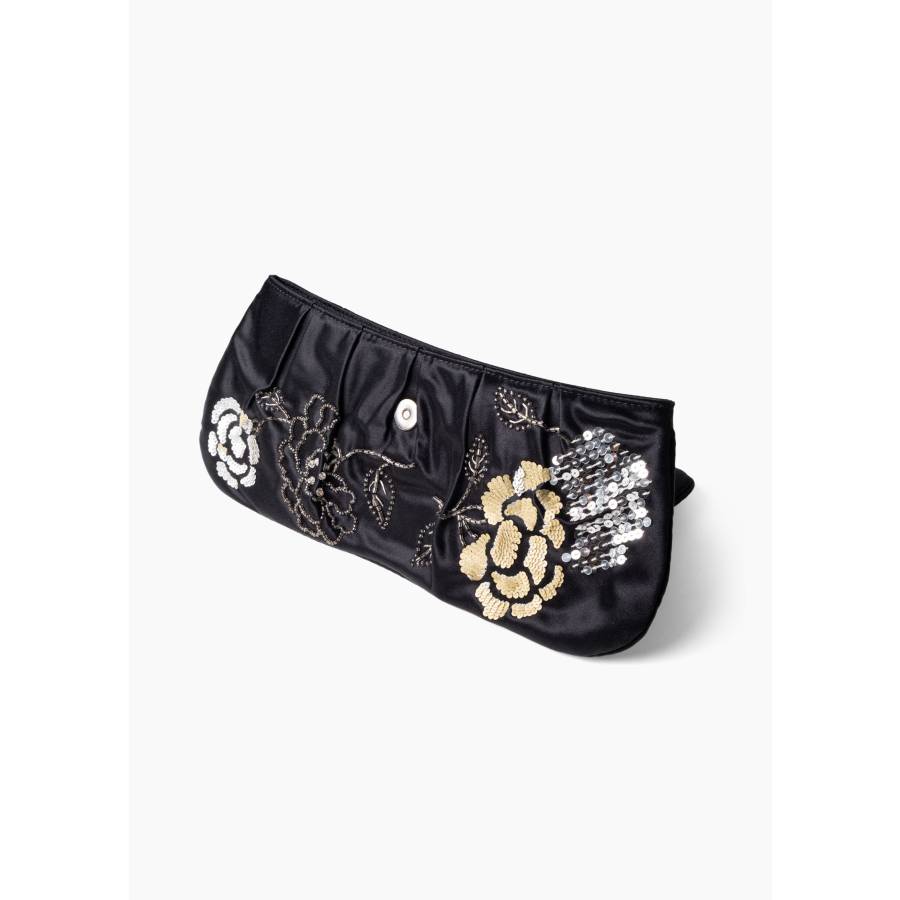 Black satin clutch