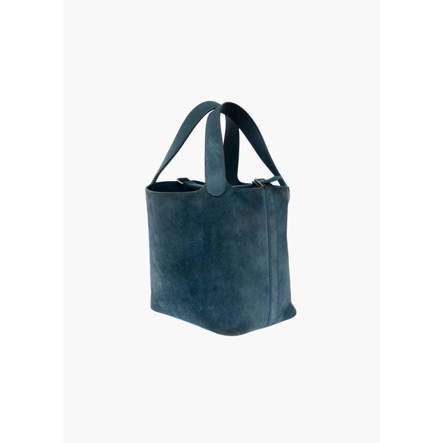 Picotin 18 Lock in Doblis Blue Thalassa Calfskin