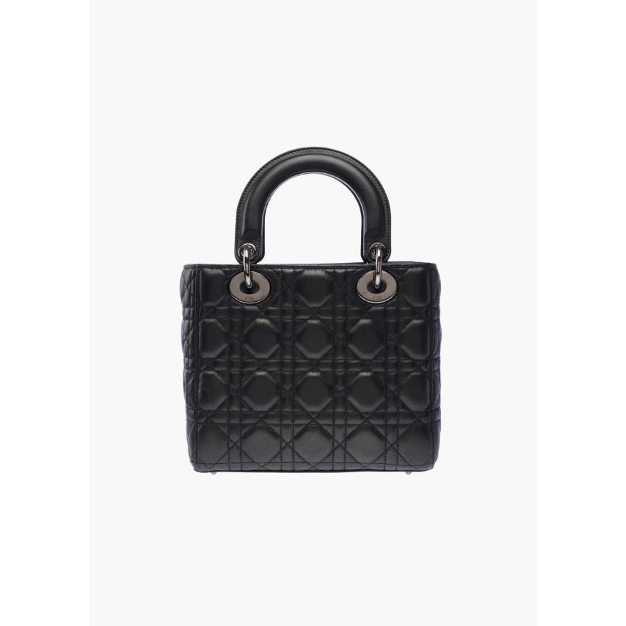 Lady Dior Small Tasche aus schwarzem Leder